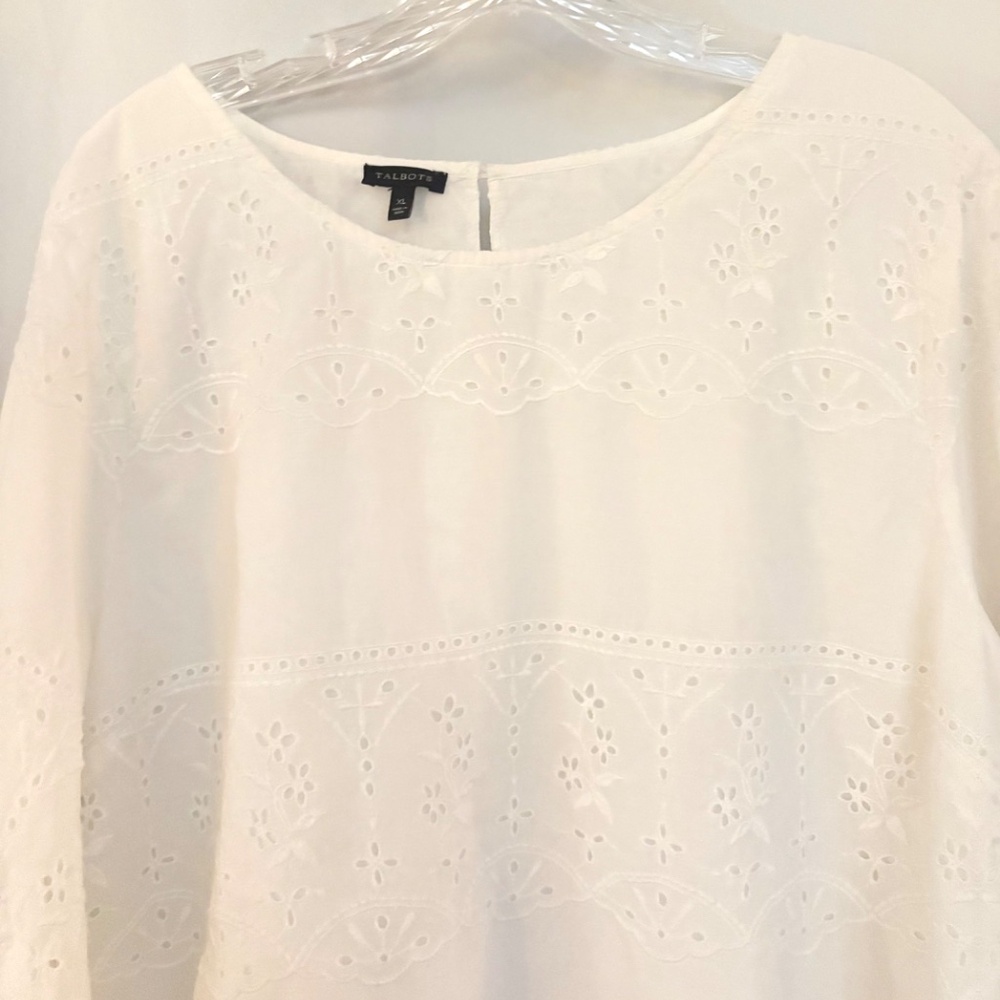 Talbots 3/4 Sleeve Embroidered Blouse - Picture 3 of 9